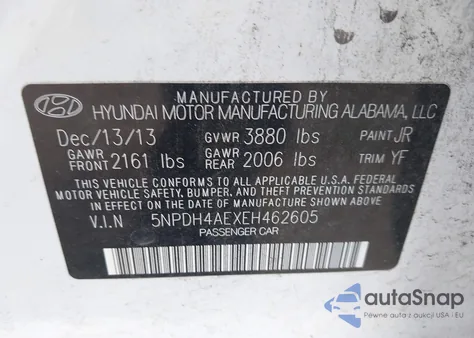 2014 Hyundai Elantra Limited from USA, damaged, VIN 5NPDH4AEXEH462605